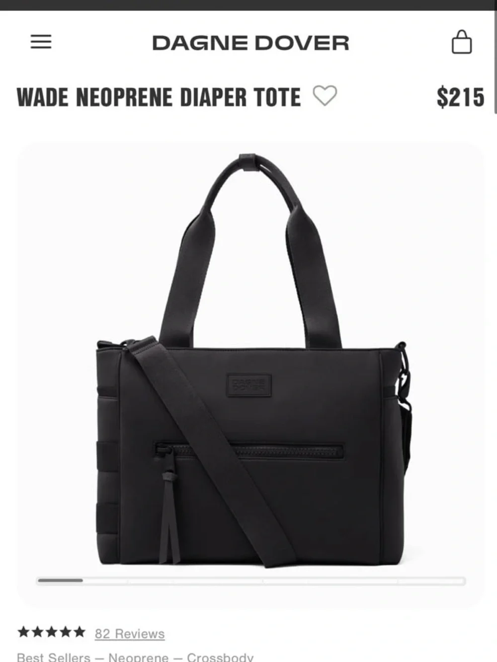Dagne Dover Wade Neoprene Diaper Tote - Black